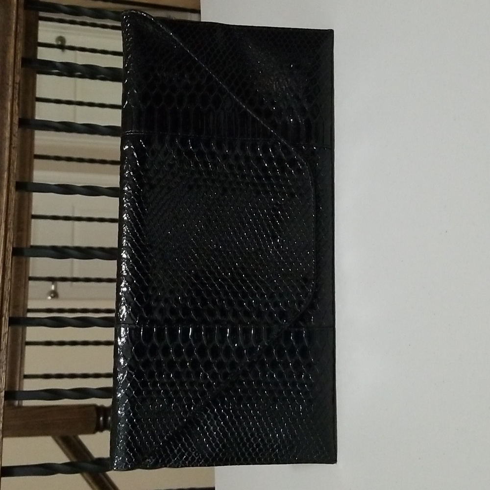 Black faux snakeskin pattern Envelope Clutch